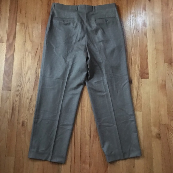 Jack Victor Men's Pleated Dress Pants Super 120s Italian Wool Taupe 36x29 - Picture 2 of 12